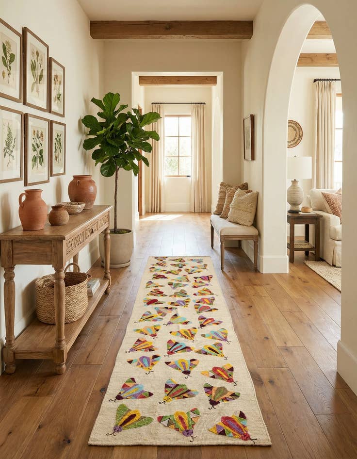 Detail image of 2' 5 x 9' 5  Hand Woven Kilim Suzani Wool Runner Rug