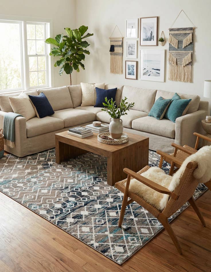 Detail image of  10' 8 x 14' Moroccan Trellis Rug