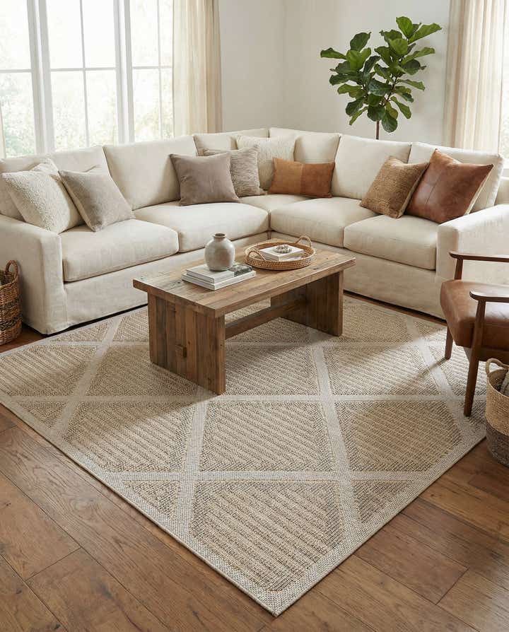 7' 10 x 7' 10 Easy-Clean Lattice Indoor / Outdoor Square Rug