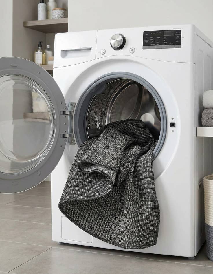 Detail image of 3' x 3'  Washable Solid Indoor / Outdoor Round Rug