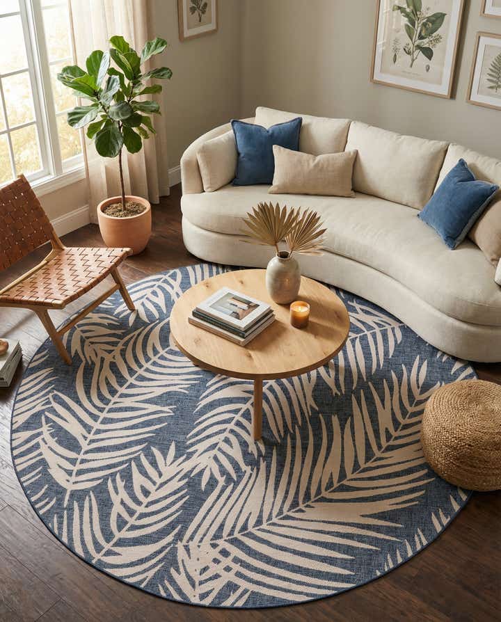 10' 8 x 10' 8 Easy-Clean Botanical Indoor / Outdoor Round Rug