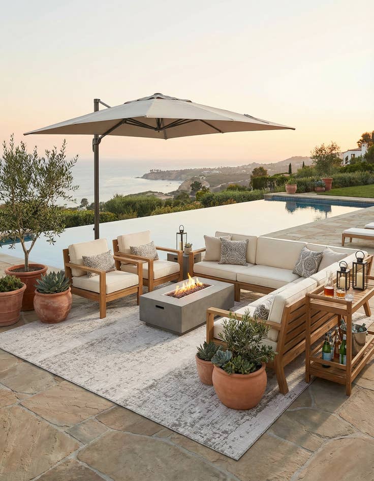 Detail image of  13' x 13'  Washable Modern Indoor / Outdoor Square Rug