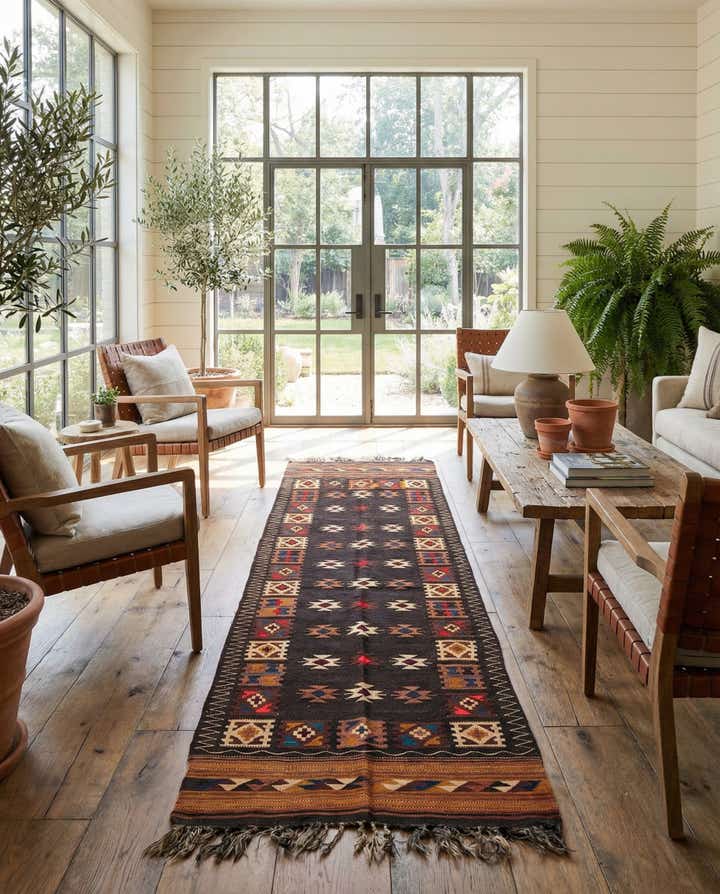 3' 6 x 11' Hand Woven Kilim Fars Wool Runner Rug