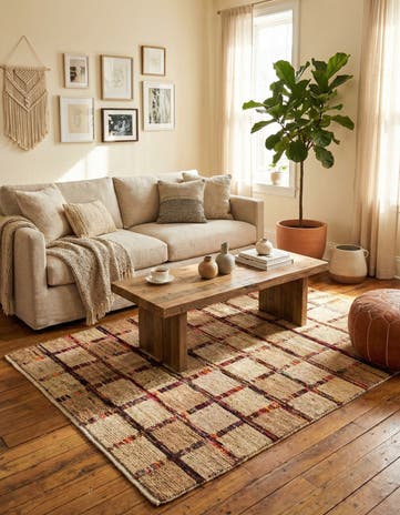 4' 6 x 6' 8 Hand Knotted Moroccan Wool Rug