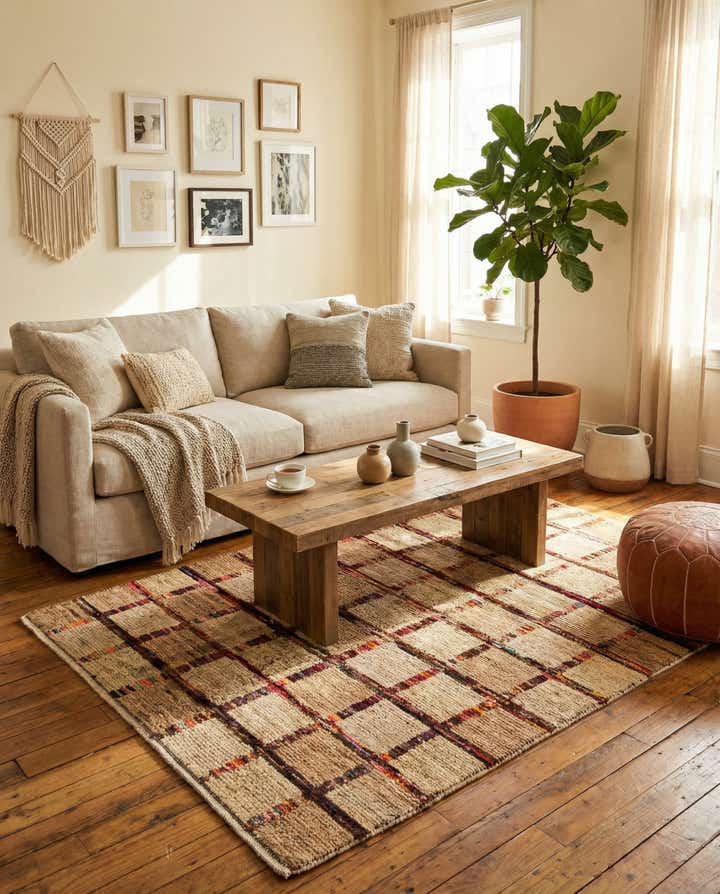 4' 6 x 6' 8 Hand Knotted Moroccan Wool Rug