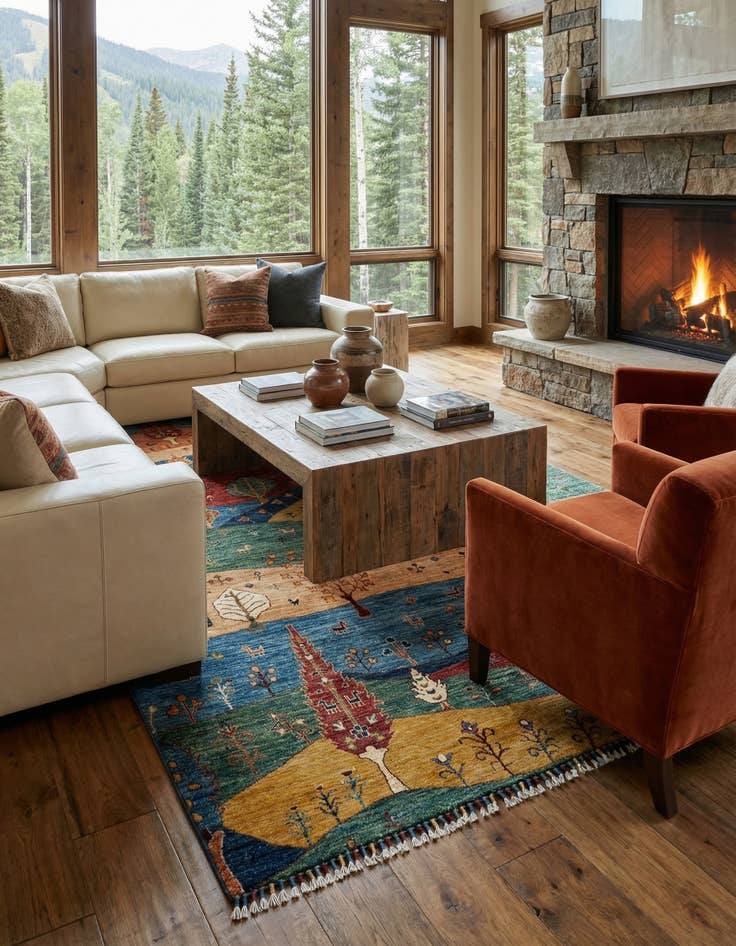 Detail image of 5' 6 x 8' Rubin Wool Rug