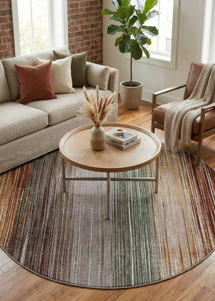7' 10 x 7' 10 Easy-Clean Modern Indoor / Outdoor Round Rug