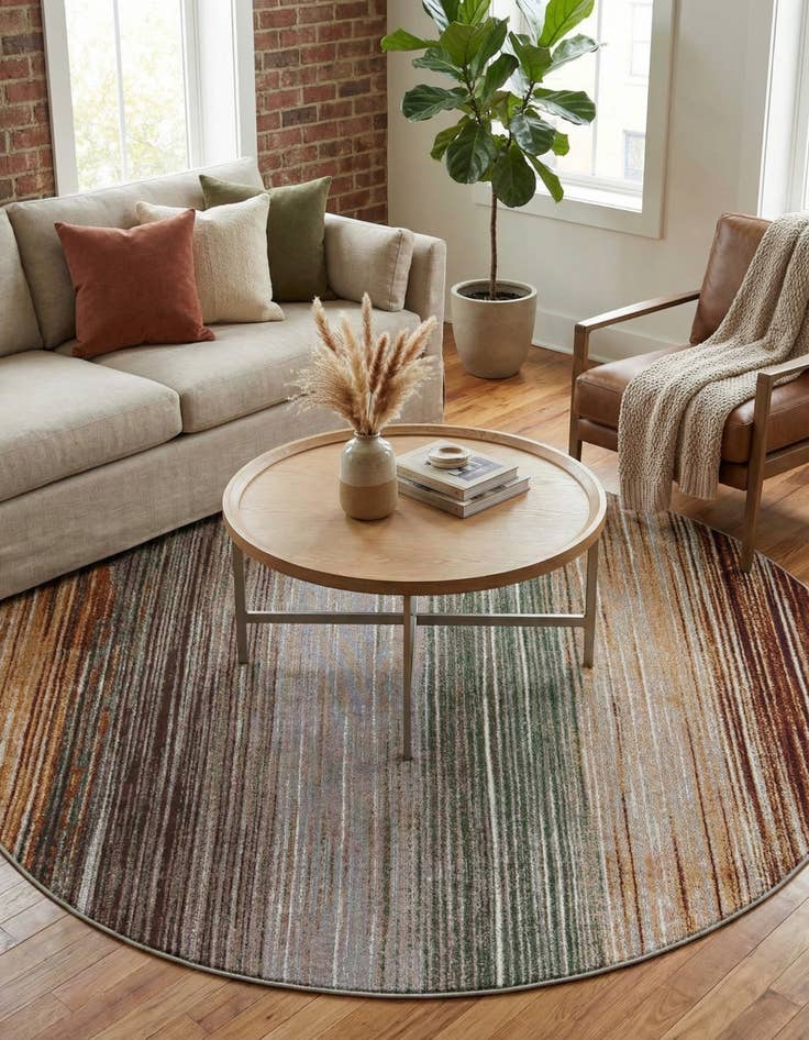 Detail image of 7' 10 x 7' 10 Easy-Clean Modern Indoor / Outdoor Round Rug