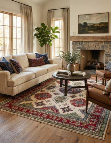 6' 7 x 9' 9 Hand Knotted Kazak Rug