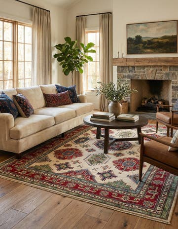 6' 7 x 9' 9 Hand Knotted Kazak Rug