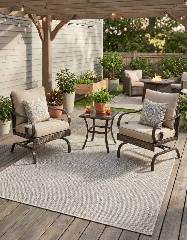 Detail image of  5' 3 x 5' 3  Washable Solid Indoor / Outdoor Square Rug