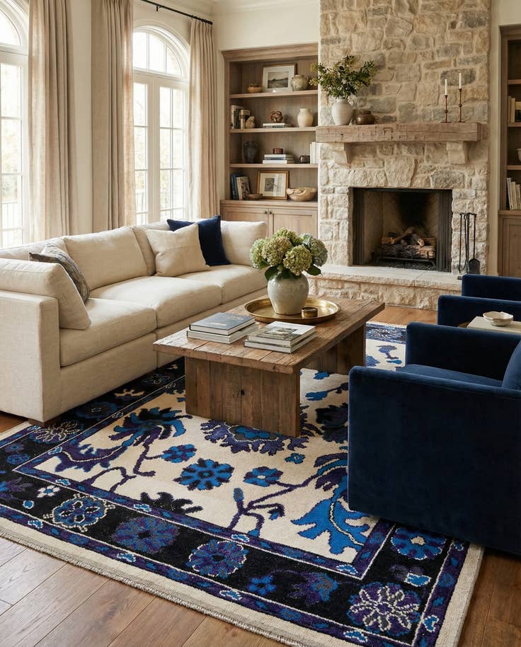 Detail image of 9' 3 x 12' 9 Hand Knotted Oushak Wool Rug