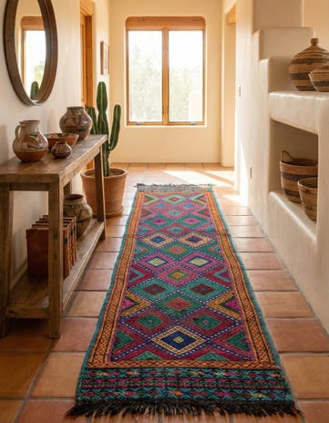 1' 10 x 8' 2 Hand Knotted Kilim Fars Persian Wool Runner Rug