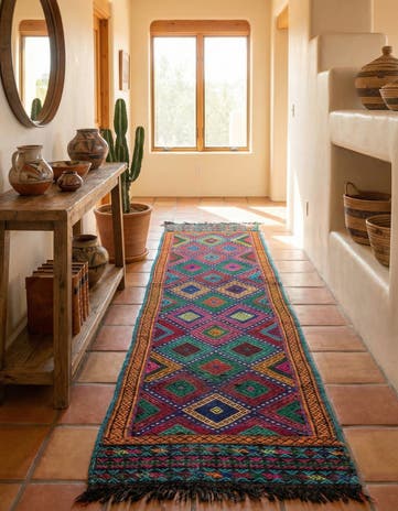 1' 10 x 8' 2 Hand Knotted Kilim Fars Persian Wool Runner Rug
