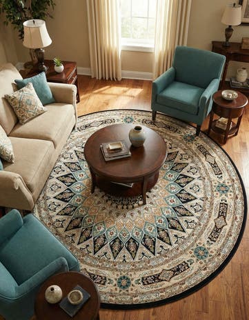 7' 10 x 8' Nain Design Round Rug