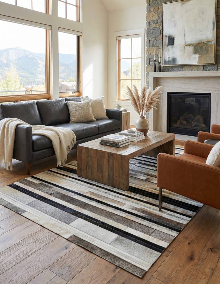 Detail image of  5' 1 x 8' 1 Cowhide - Patchwork Rug