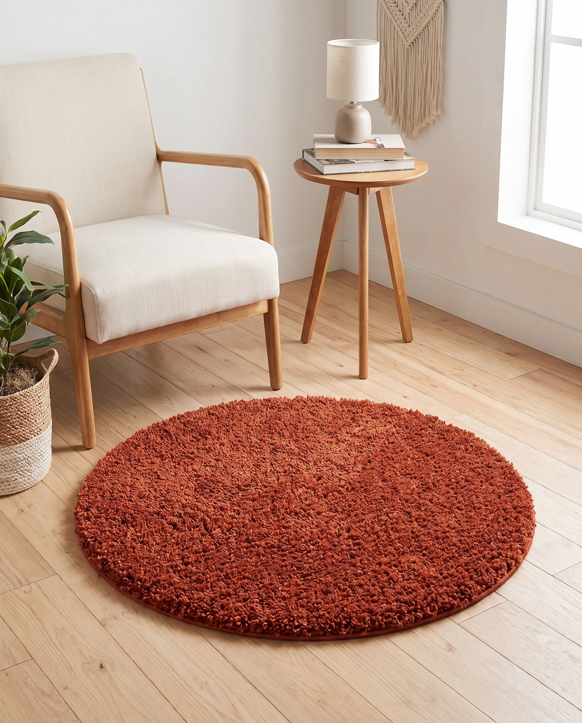 3' x 3' Solid Shag Round Rug
