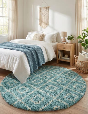 6' x 6' Lattice Shag Round Rug