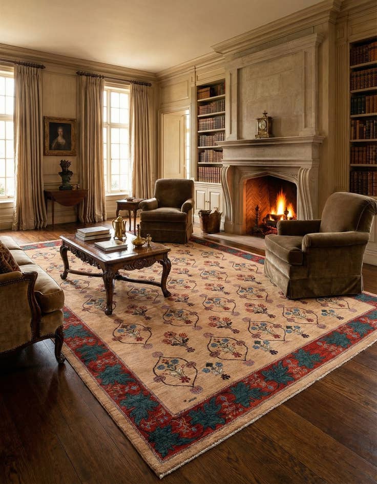 Detail image of 8' 3 x 10' 9 Hand Knotted Luribaft Rug