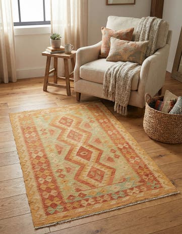 3' 3 x 5' Hand Woven Kilim Waziri Wool Rug