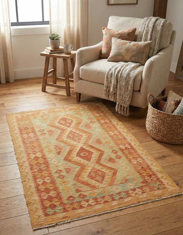 3' 3 x 5' Hand Woven Kilim Waziri Wool Rug