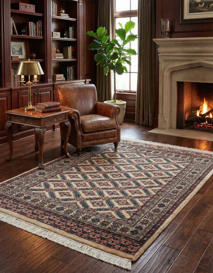 Detail image of  4' 2 x 5' 11  Hand Knotted Bokhara Oriental Wool Rug