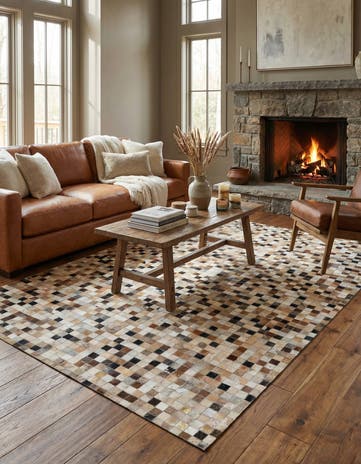 5' x 7' 10 Cowhide Leather Rug