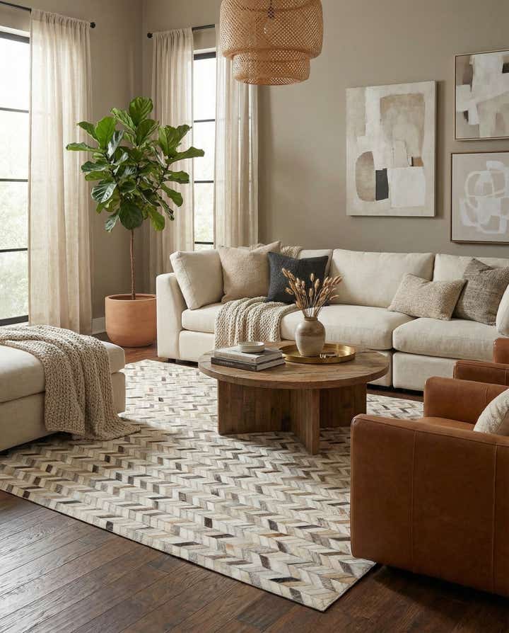 6' 7 x 9' 10 Cowhide Stocks Rug