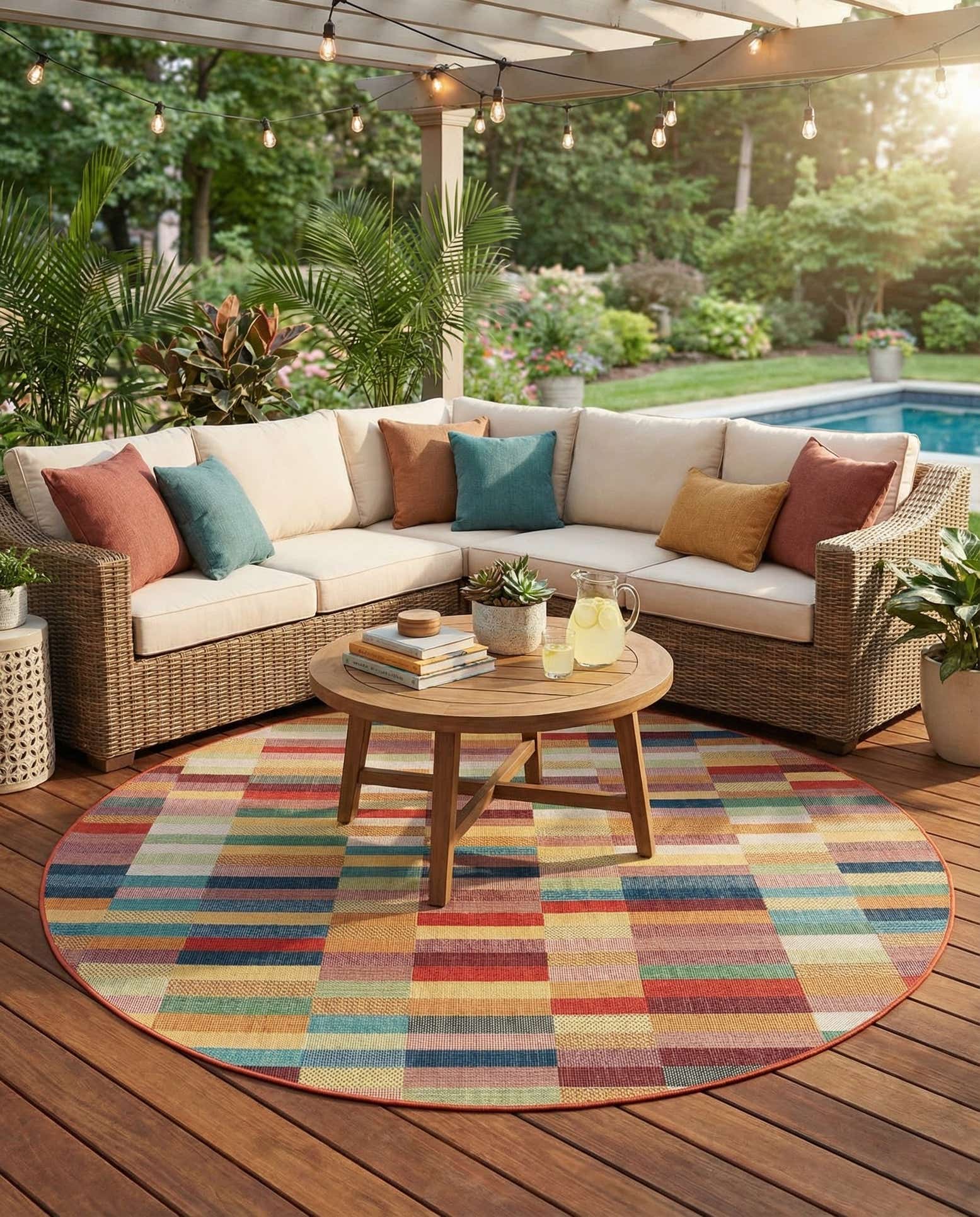 10' x 10' Easy-Clean Baja Indoor / Outdoor Round Rug