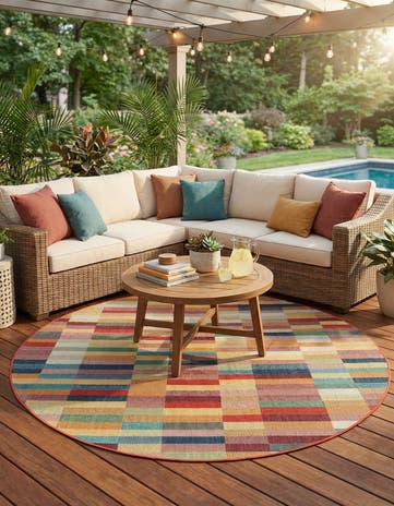 10' x 10' Easy-Clean Baja Indoor / Outdoor Round Rug