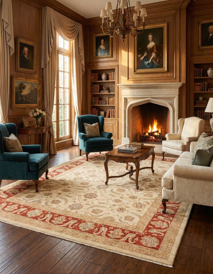 Detail image of 9' 10 x 12' 9  Hand Knotted Peshawar Ziegler Rug