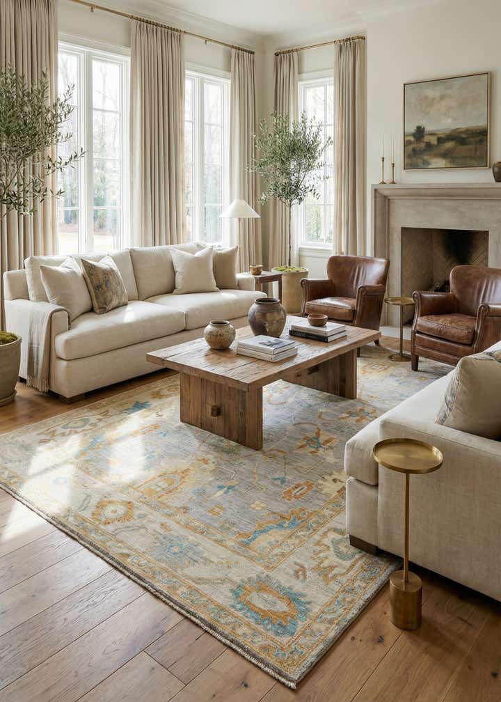 6' 8 x 9' 9 Hand Knotted Oushak Rug