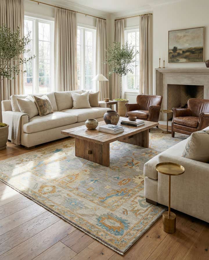 6' 8 x 9' 9 Hand Knotted Oushak Rug