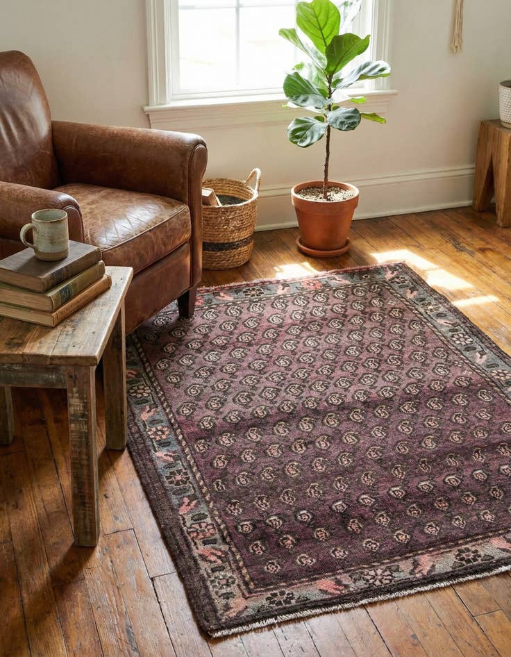 Detail image of 3' 1 x 3' 9  Hand Knotted Ultra Vintage Persian Wool Rug