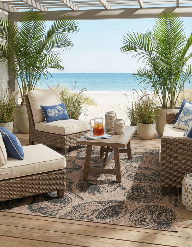 Detail image of 7' 10 x 10'  Washable Coastal Indoor / Outdoor Rug