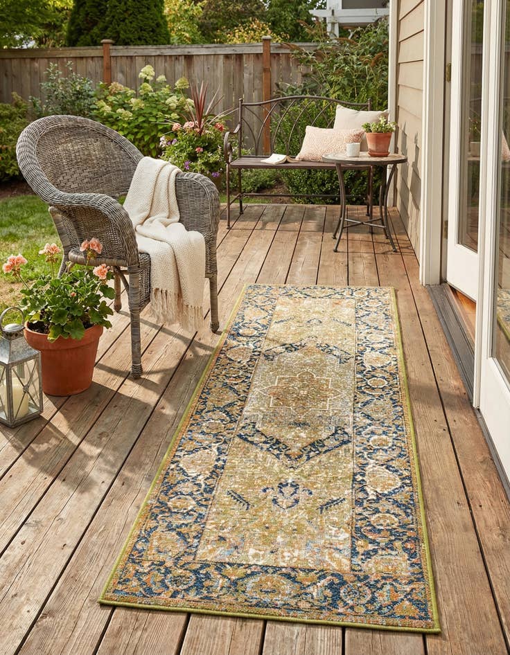 Detail image of 2' 7 x 5' 3  Washable Traditional Indoor / Outdoor Runner Rug