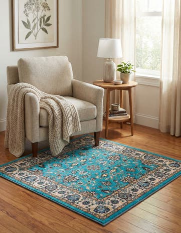 Arctic Aqua Blue Medina Square Rug
