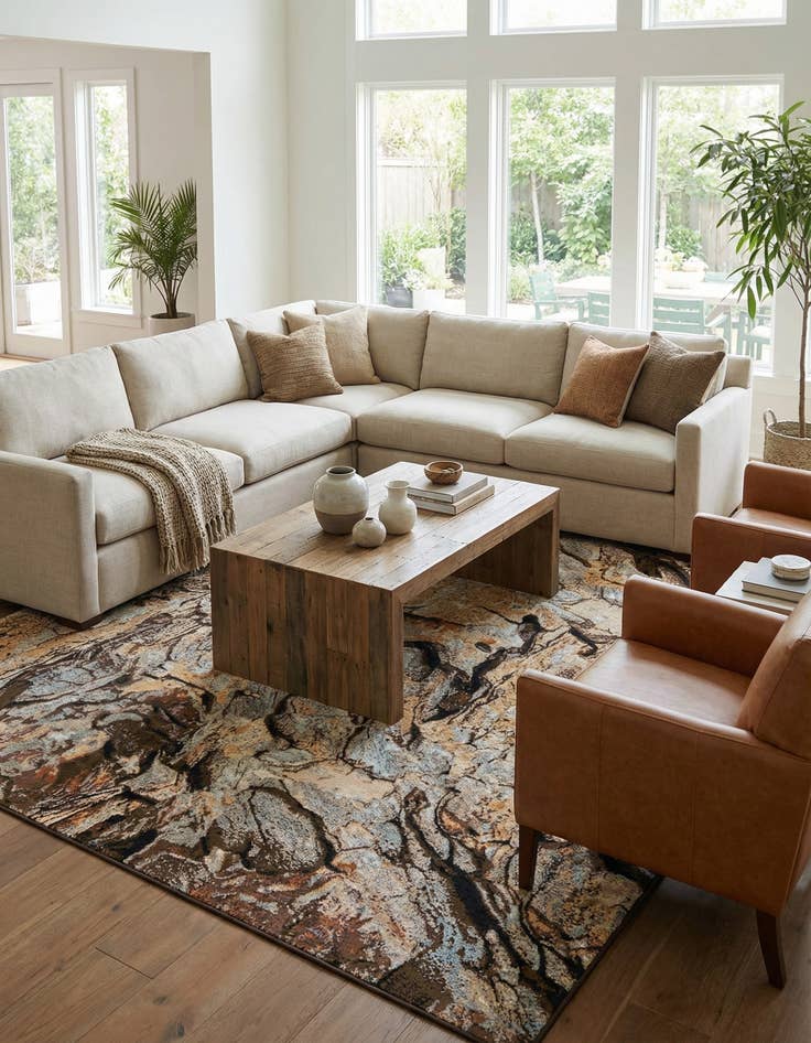 Detail image of 10' x 10'  Washable Modern Indoor / Outdoor Square Rug