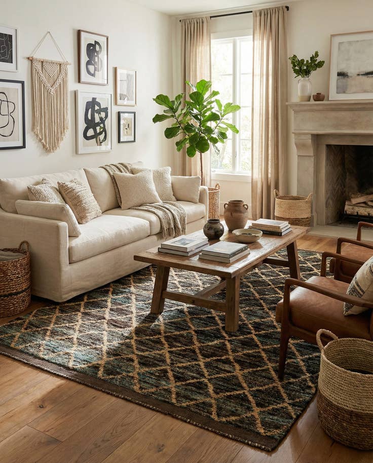 Detail image of 5' 6 x 7' 6 Hand Knotted Moroccan Wool Rug