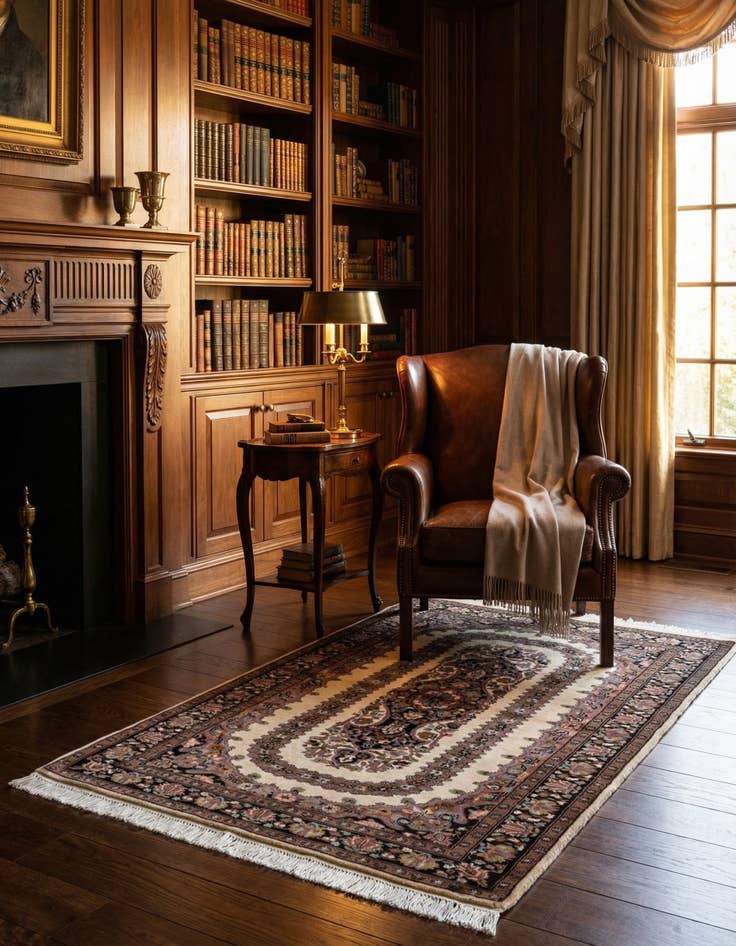 Detail image of  3' 4 x 5'  Hand Knotted Kashmir Oriental Wool Rug