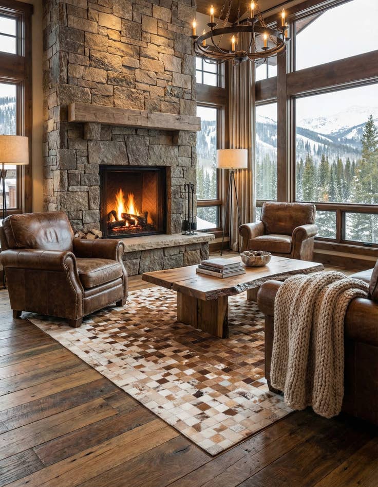 Detail image of 4' 11 x 7' 9 Cowhide Stocks Rug