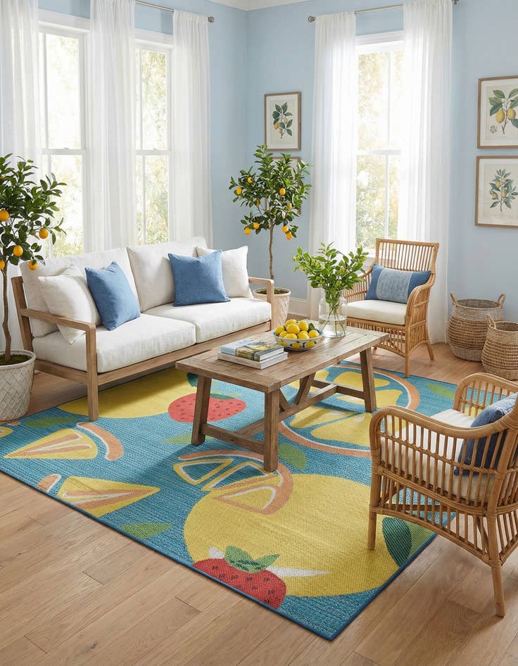 Detail image of 7' 10 x 7' 10  Washable Baja Indoor / Outdoor Square Rug