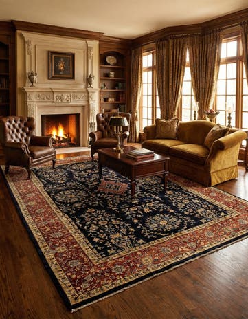 6' 6 x 9' 8 Hand Knotted Sarough Oriental Wool Rug