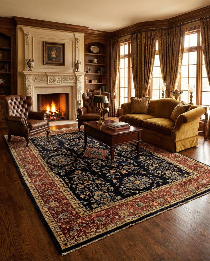 Detail image of 6' 6 x 9' 8 Hand Knotted Sarough Oriental Wool Rug