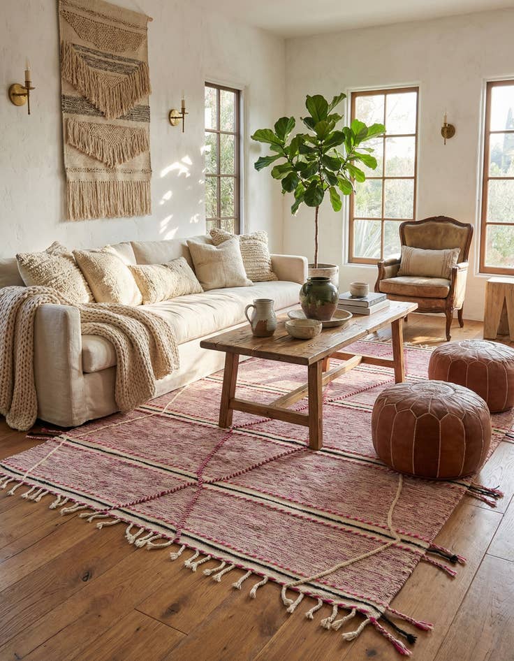 Detail image of 6' 10 x 9' 7 Hand Knotted Moroccan Wool Rug