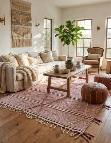 6' 10 x 9' 7 Hand Knotted Moroccan Wool Rug