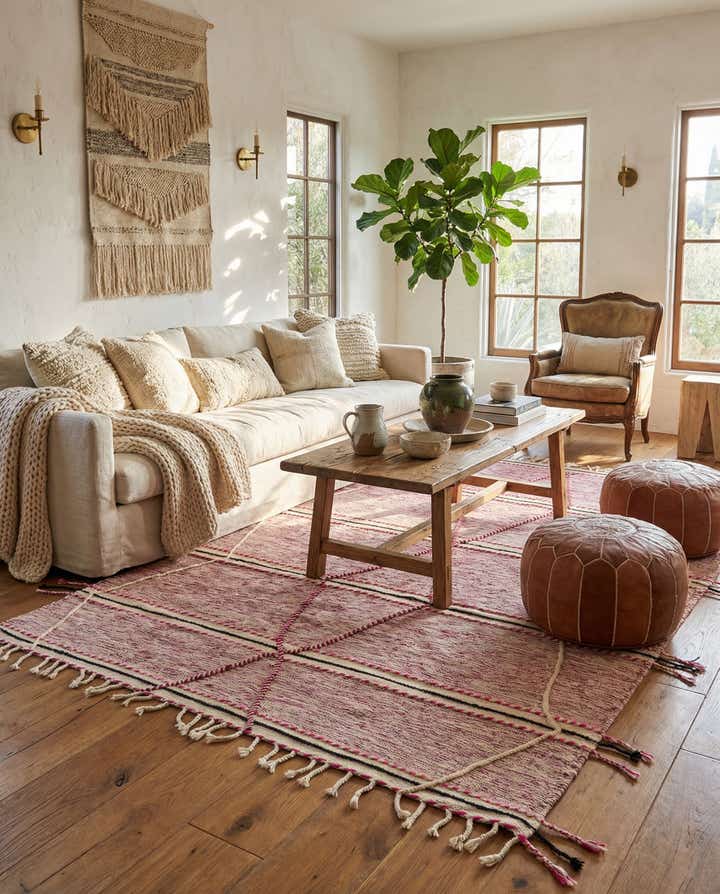 6' 10 x 9' 7 Hand Knotted Moroccan Wool Rug
