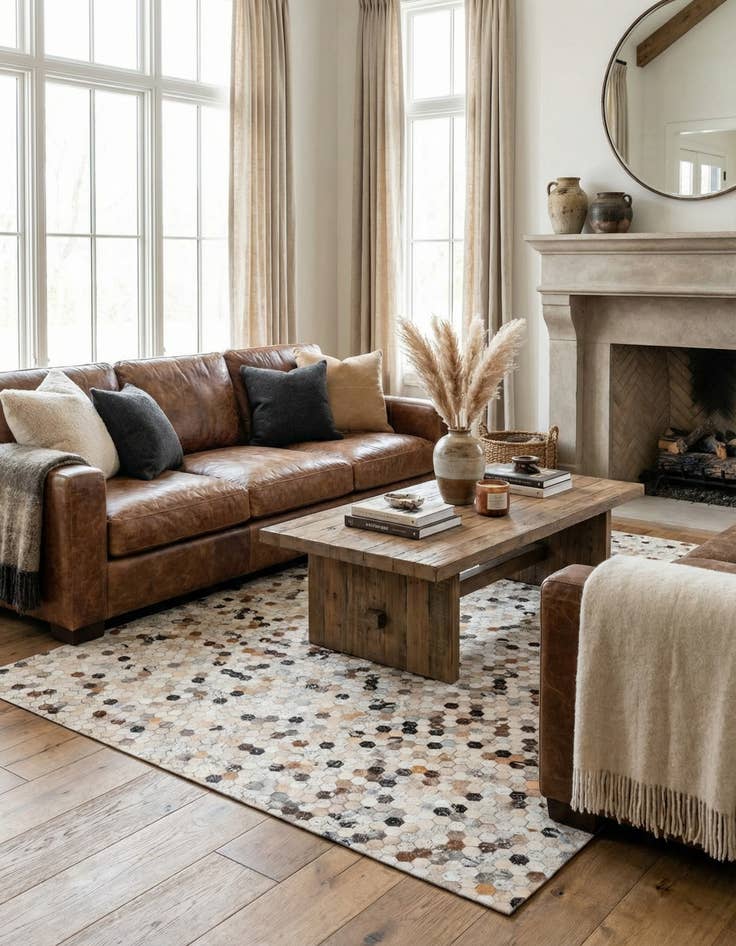 Detail image of 5' 4 x 7' 7 Cowhide Stocks Rug