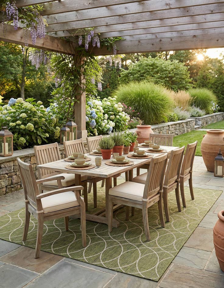 Detail image of 10' x 14' Easy-Clean Trellis Indoor / Outdoor Rug