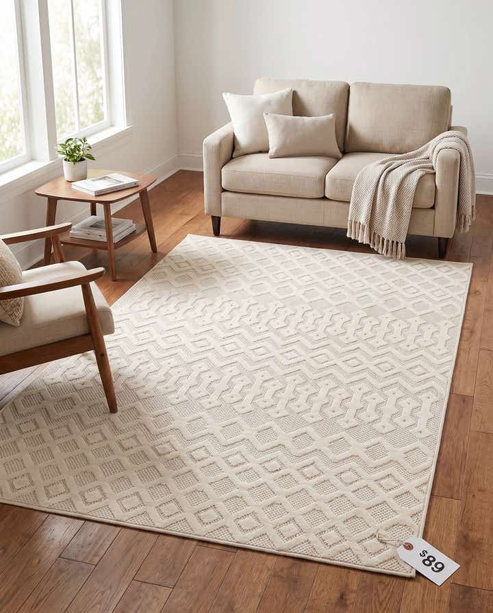 5' 3 x 8' Easy-Clean Trellis Textured Indoor / Outdoor Rug
